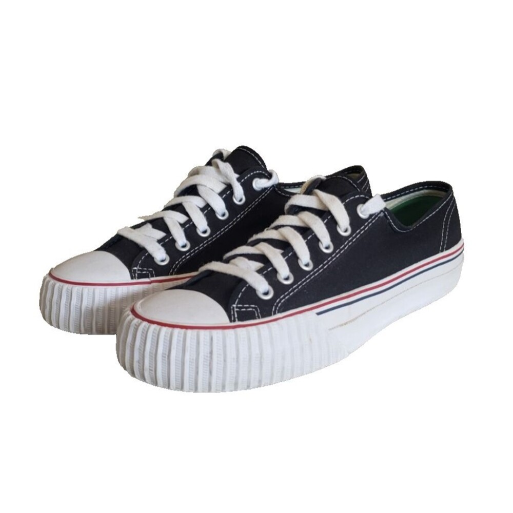 PF Flyers Shoes Men's Sz 9 Women's Sz 10.5 Canvas Low Top Sneakers Black White